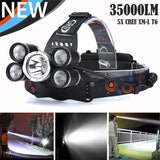 Flashlight 2018 35000 LM 5X CREE XM-L T6 LED Rechargeable Headlamp Headlight Travel Head Torch Safety &amp; Survival ohap Z1011