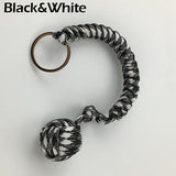 Outdoor Security Protection Black Monkey Fist Steel Ball For Girl Bearing Self Defense Lanyard Survival Key Chain Broken Windows