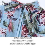 Simplee Backless lace up summer dress women Flare sleeve floral print chiffon dress Beach casual short dress robe femme 2018