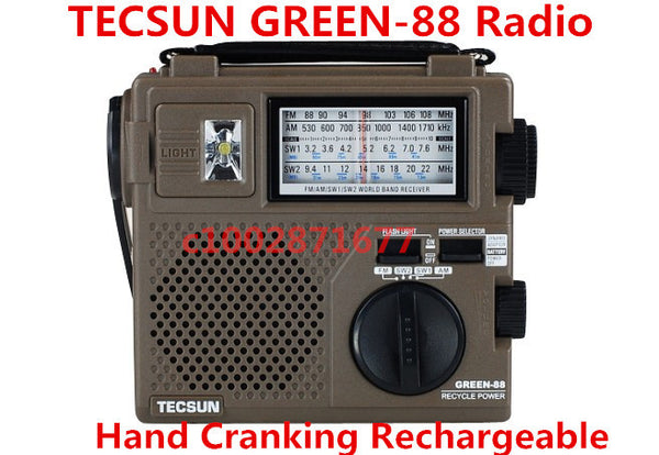 TECSUN GREEN-88 GREEN88 FM/AM/SW full-band economical/environmental/emergency radio with light Dynamo Hand Cranking Rechargeable