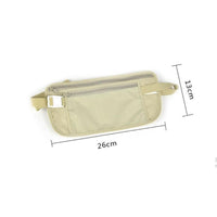Travel Pouch Bag Hidden Compact Security Money Zippered Waist Belt Holder Pocket