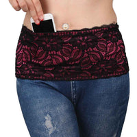 Waist belt  bag and 4 Secured Pockets Stretch Fanny Travel Money Belt Lace Waist Bag  Belt