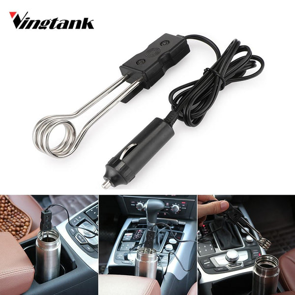 Vingtank Car Immersion Drink Heater by Cigarette Lighter Adapter Style Portable Safe 12V Auto Electric Tea Coffee Water Heater